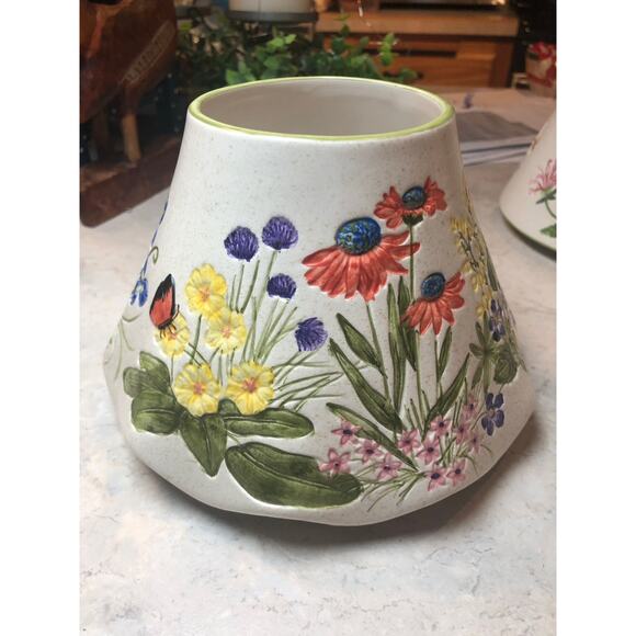 Yankee candle shade butterflies flowers hand-painted indented - Picture 2 of 8